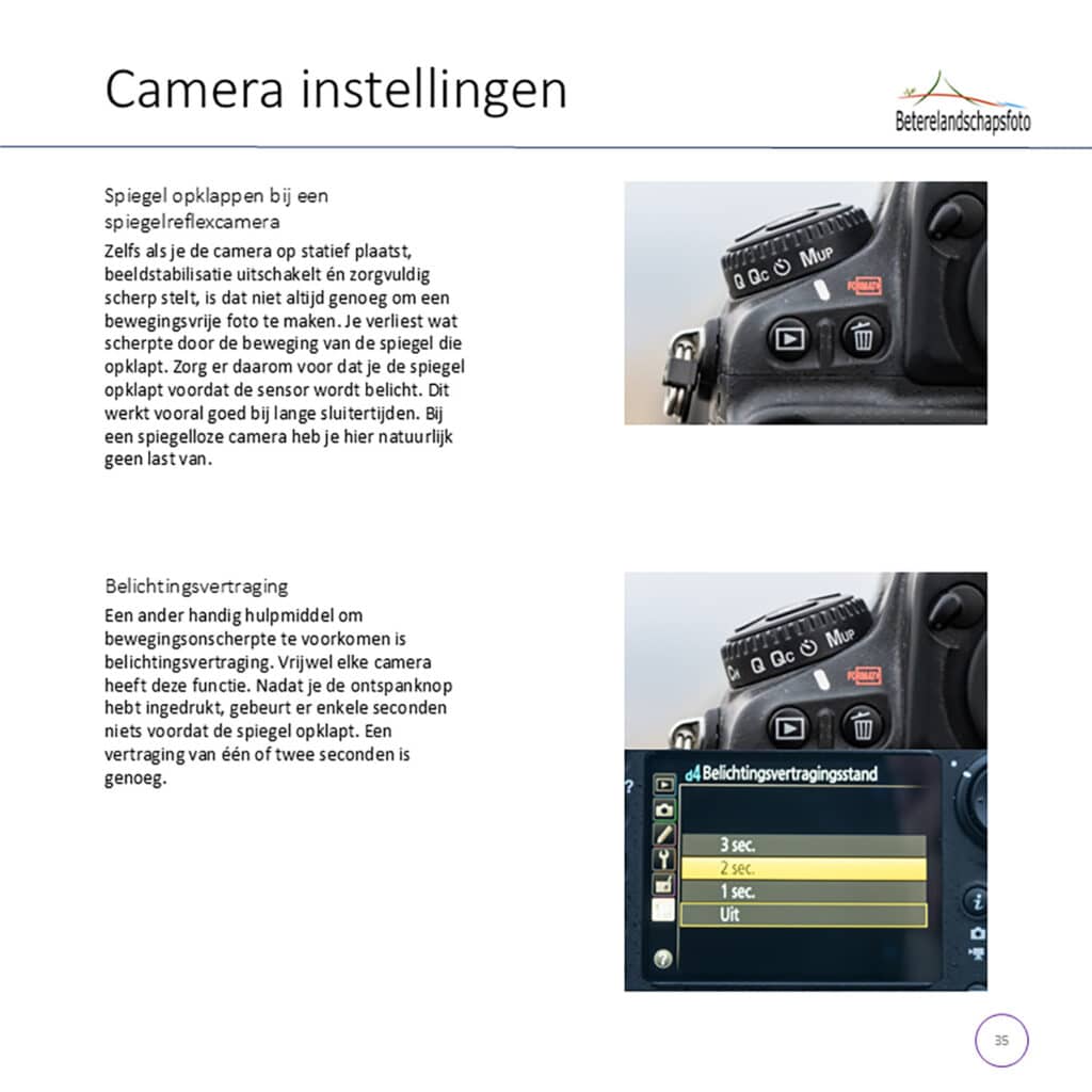 Voorbeeldpagina uit het e-book Fotograferen is een Kunst van Betere Landschapsfoto.