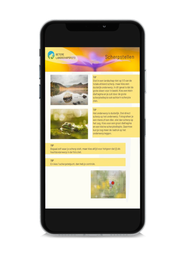 Voorbeeldkaart digitale coach natuurfotografie.