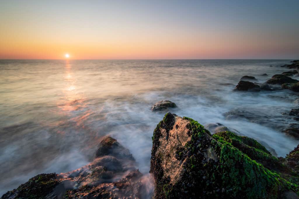 Landschapsfotografie met lange sluitertijden in Westkapelle 1 Zonsondergang in Westkapelle.